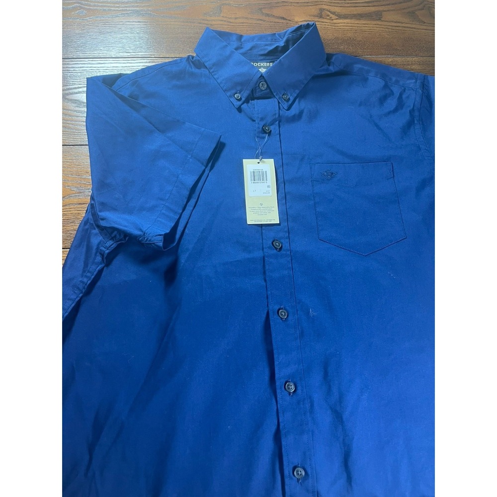 NEW Dockers Shirt Mens LT Signature Comfort Flex Blue Button Down SS NWT